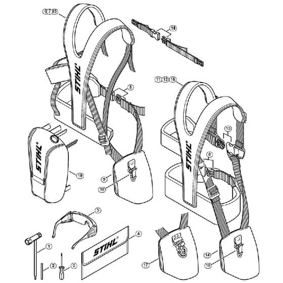 Genuine Stihl FS410 C-EM L / R - Tools, Full harness