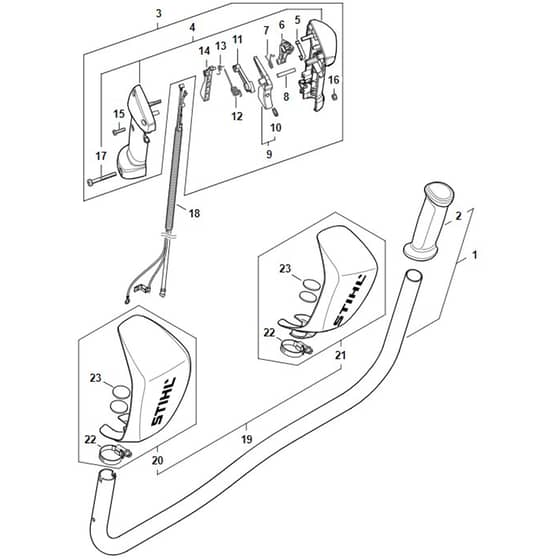 Stihl FS411 C-EM - Bike Handle - Parts Diagram