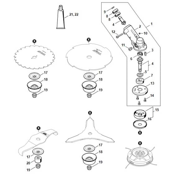 Stihl FS411 C-EM - Gear Head - Parts Diagram