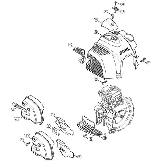 Genuine Stihl FS460 C-EM / C - Muffler, Shroud