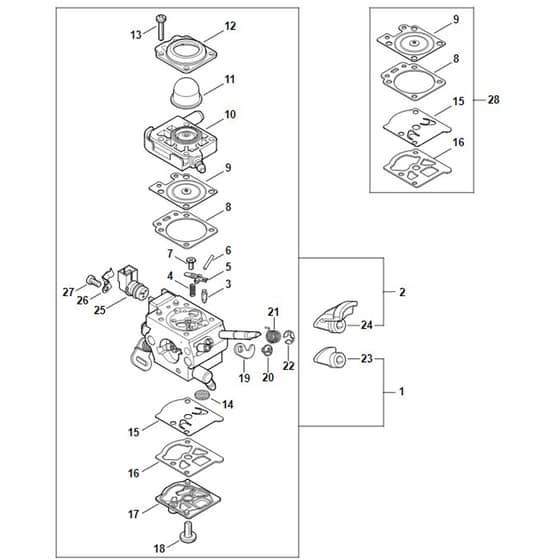 Stihl FS460 C-EM - Carburetor Wtf-7, Wtf-12 - Parts Diagram
