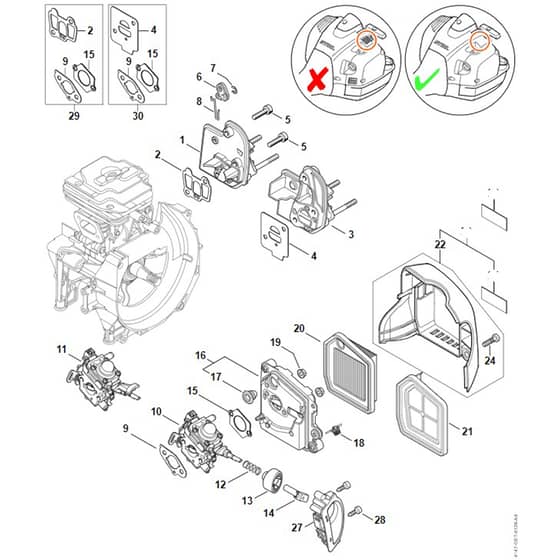 Stihl FS460 C-EM - Spacer Flange, Air Filter - Parts Diagram