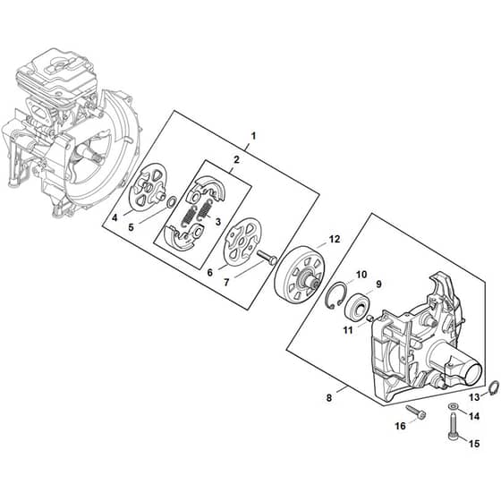 Stihl FS461.0 C-EM - Clutch, Clutch Housing - Parts Diagram