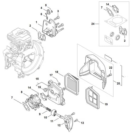 Stihl FS461.0 C-EM - Spacer Flange, Air Filter - Parts Diagram