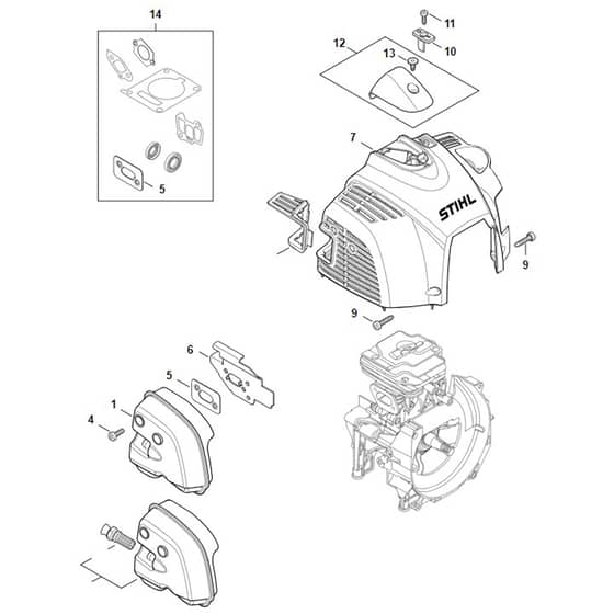 Stihl FS461 C-EM - Muffler, Shroud - Parts Diagram