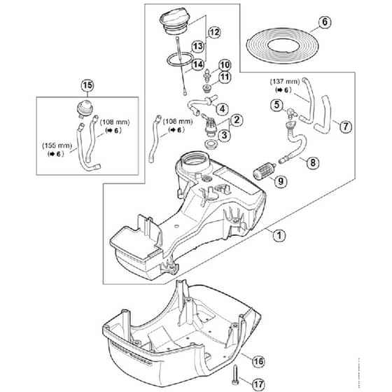 Genuine Stihl FS490 C-EM L / D - Fuel tank