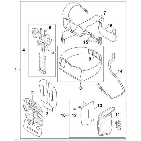 Stihl FS491 C-EM - Forestry Harness Advance X-Treem - Parts Diagram