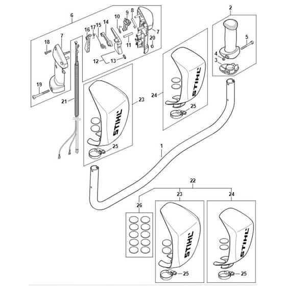 Stihl FS491 C-EM - Handlebar, Control Handle - Parts Diagram