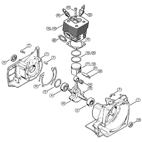 Genuine Stihl FS500 / A - Crankcase, Cylinder