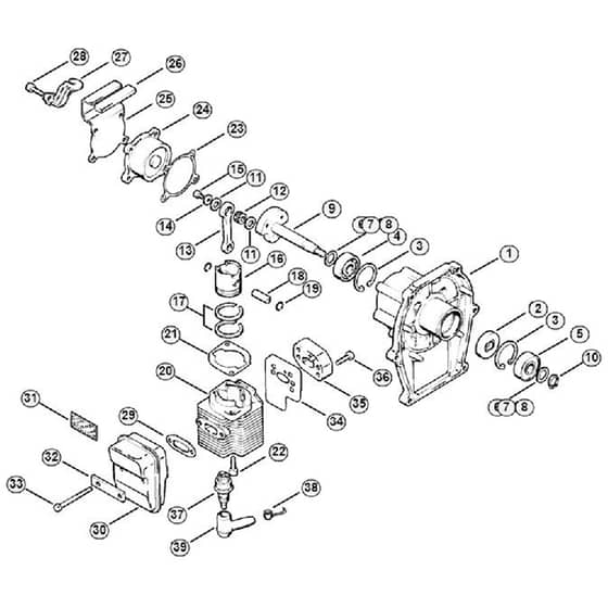 Genuine Stihl FS50 - 4118 / A - Crankcase, Cylinder
