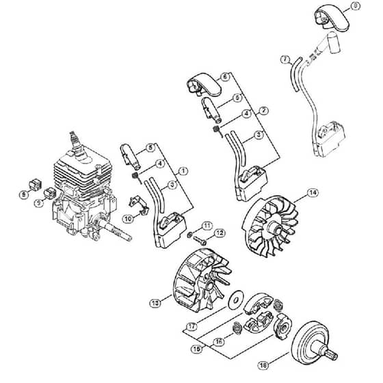 Genuine Stihl FS50 - 4144 / E - Ignition system, Clutch