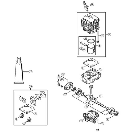 Genuine Stihl FS50 C-E L / A - Crankcase, Cylinder