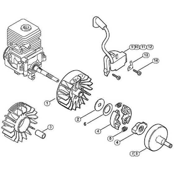Genuine Stihl FS55 C-E / G - Ignition system, Clutch