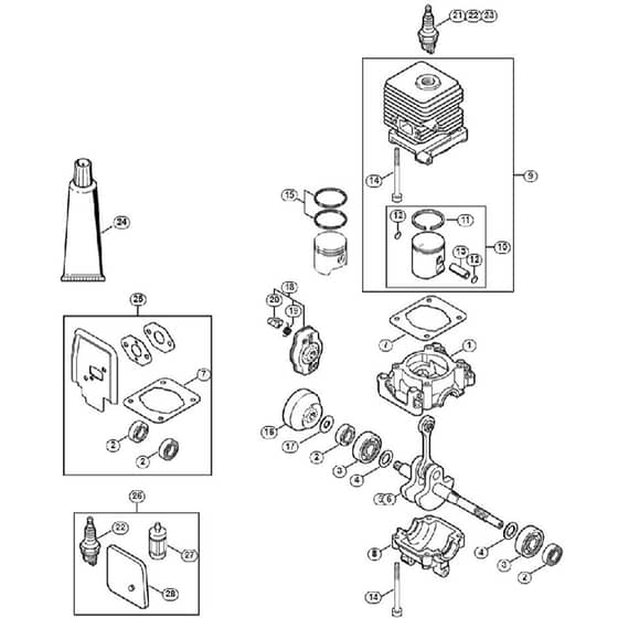 Genuine Stihl FS55 R / A - Crankcase, Cylinder