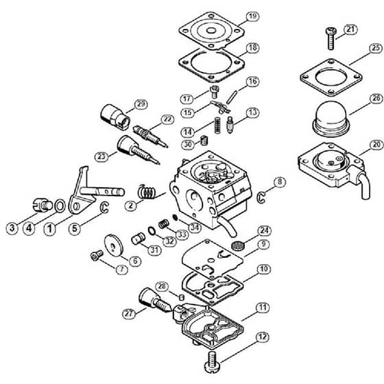 Genuine Stihl FS55 RC-E / W - Carburetor C1Q-S71 (25.2004)