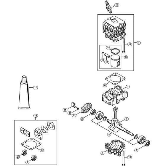 Genuine Stihl FS56 - 4144 / A - Crankcase, Cylinder
