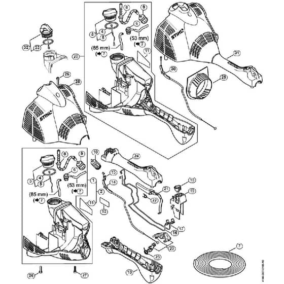 Genuine Stihl FS56 RC-E / G - Engine housing (Loop handle)