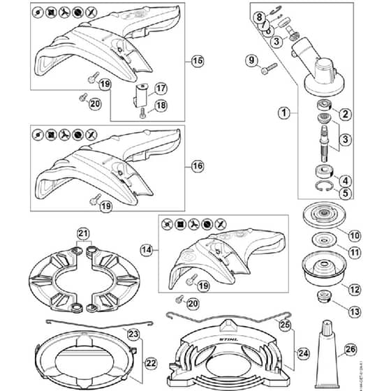Genuine Stihl FS56 RC-E / O - Gear head, Deflector