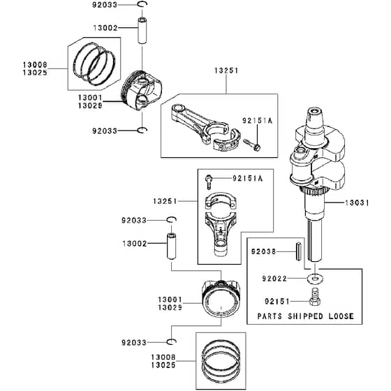 Countax Fs730V - 02 Piston Crankshaft
