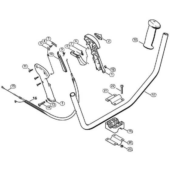 Genuine Stihl FS85 / X - Bike handle (24.2002), (15.2003)