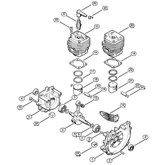 Genuine Stihl FS86 / A - Crankcase, Cylinder
