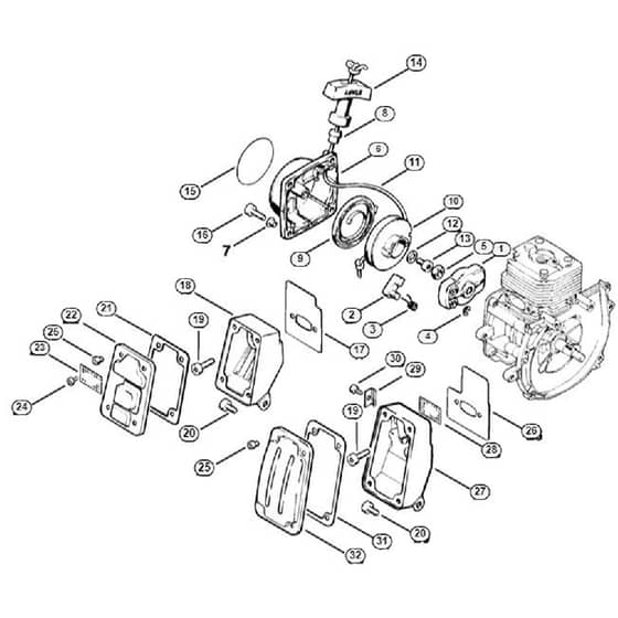 Genuine Stihl FS86 / B - Rewind starter, Muffler