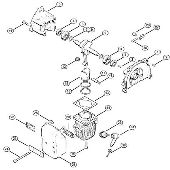 Genuine Stihl FS90 - 4117 / A - Crankcase, Cylinder