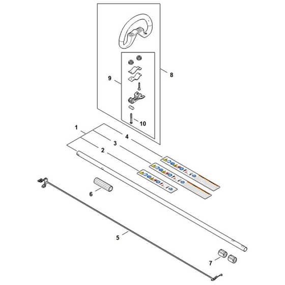 Stihl FSA110.0 R - Drive Tube Assembly, Loop Handle - Parts Diagram