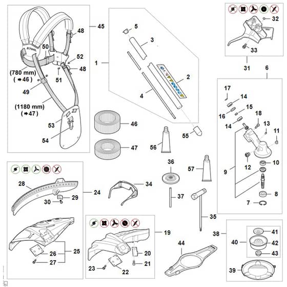 Stihl FSA200.0 - Drive Tube Assembly, Gear Head, Deflector - Parts Diagram