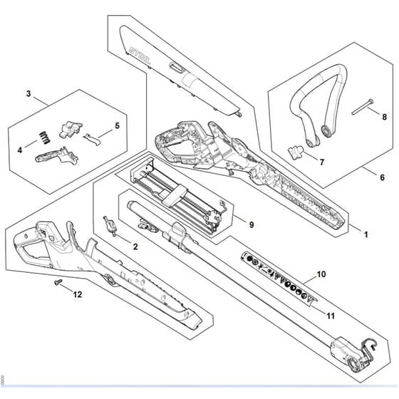 Stihl FSA30.0 - Handle Housing, Drive Tube Assembly - Parts Diagram