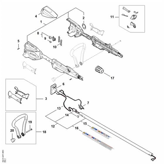 Stihl FSA50.0 - Handle Housing, Drive Tube Assembly - Parts Diagram