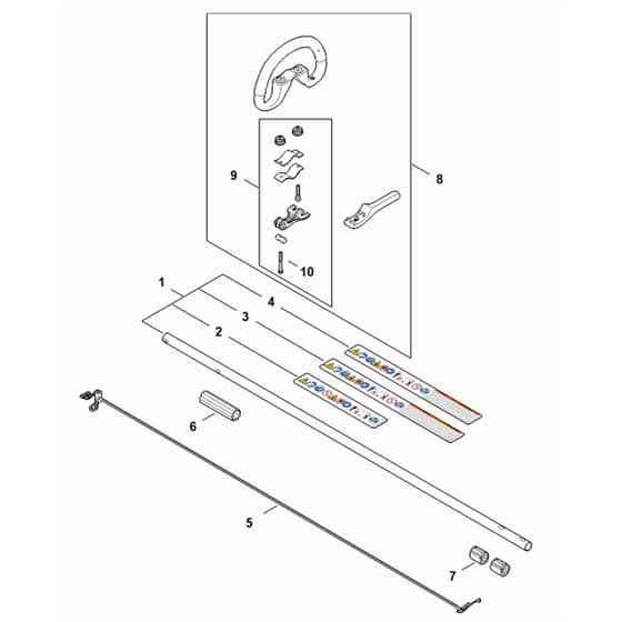 Stihl FSA70.0 R - Drive Tube Assembly, Loop Handle - Parts Diagram