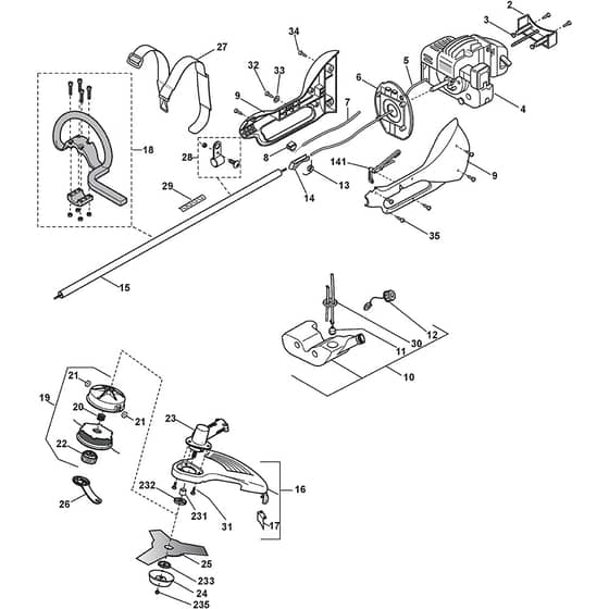 G 230 - 2003 - 282020000/BRI - Castel Garden Brushcutter Handle Transmission Diagram