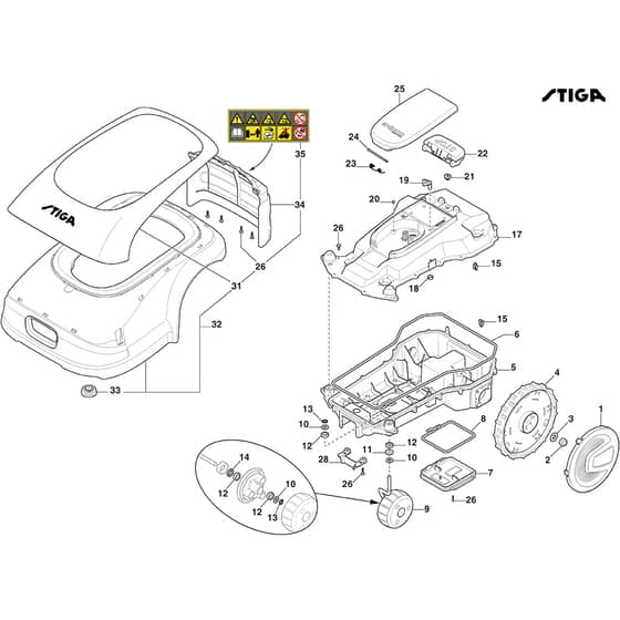 G 300 - 2022-2025 - 2R3101118/UKS - Stiga Robot Mower Wheels Bodywork Diagram