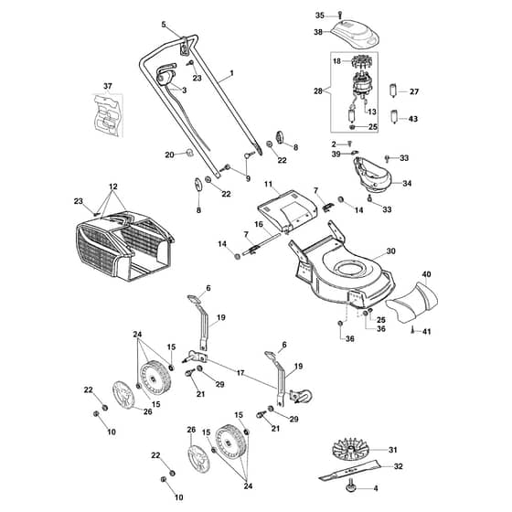 G 44 PE COMFORT PLUS - 2018 - Oleo-Mac Rotary Mower Complete illustrated parts list Diagram