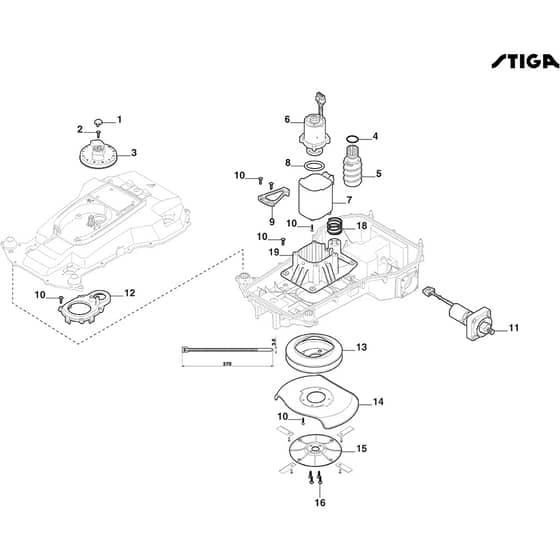 G 600 - 2022-2025 - 2R3101018/ST2 - Stiga Robot Mower Blade and Wheel Motor Diagram
