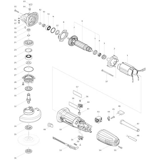 Makita GA4030R - Angle Grinder - Power Tool Diagram