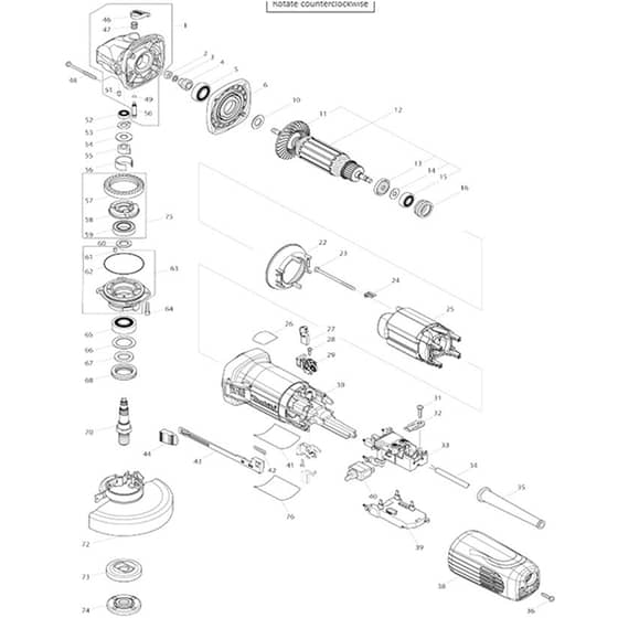 Makita GA4540R - 115mm Angle Grinder - Power Tool Diagram