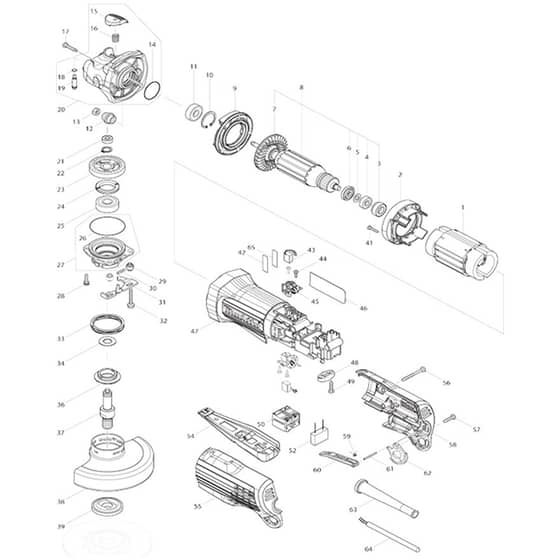 Makita GA4550 - 115mm Angle Grinder - Power Tool Diagram