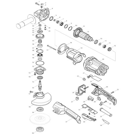 Makita GA5021C - Angle Grinder 125mm - Power Tool Diagram