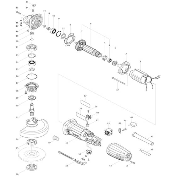 Makita GA5030R - 125mm Angle Grinder - Power Tool Diagram