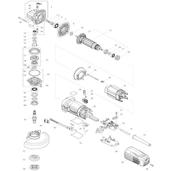 Makita GA5040R - 125mm Angle Grinder - Power Tool Diagram