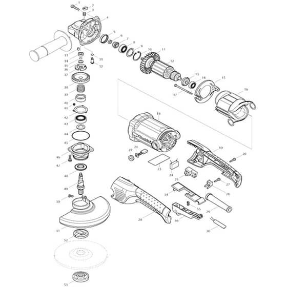 Makita GA6021 - Angle Grinder 150mm - Power Tool Diagram