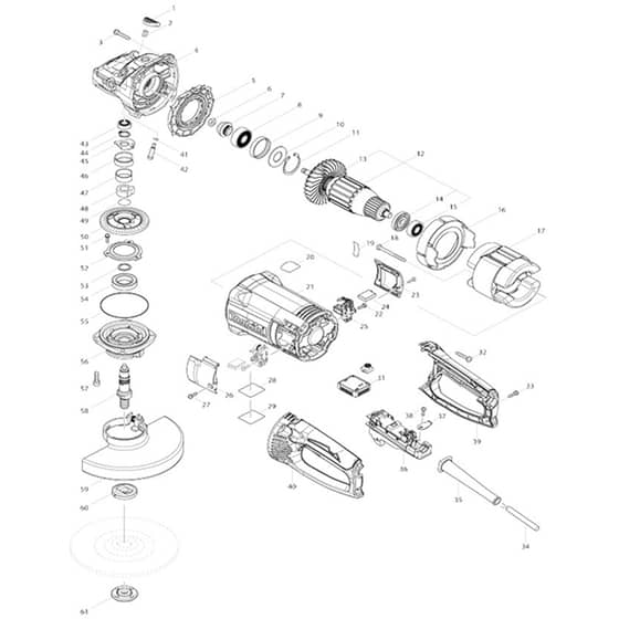 Makita GA7063R - 180mm Angle Grinder - Power Tool Diagram