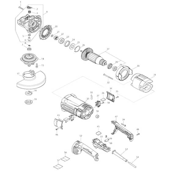 Makita GA7082 - 180mm Angle Grinder - Power Tool Diagram