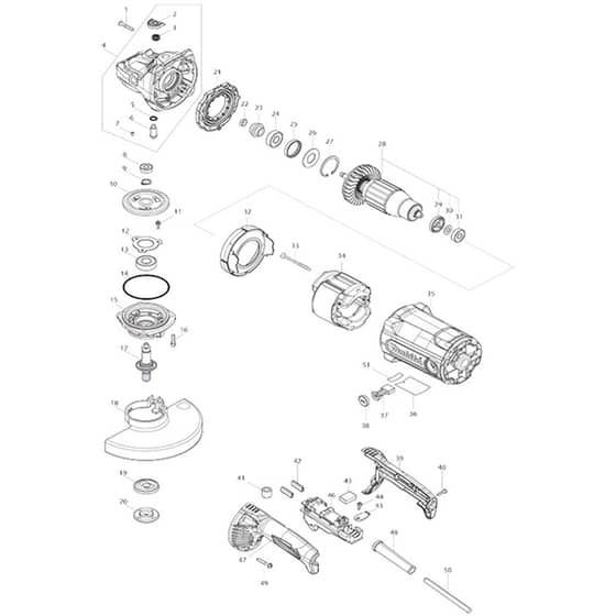 Makita GA7090 - 180mm Angle Grinder - Power Tool Diagram