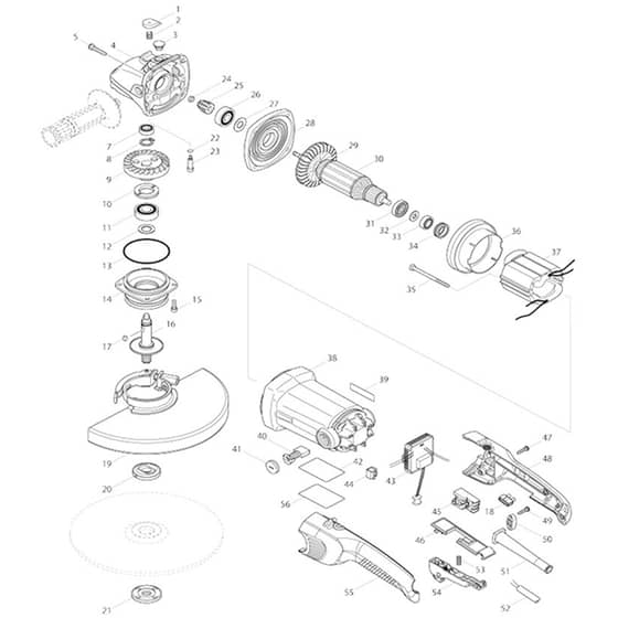 Makita GA9012C - 230mm Angle Grinder - Power Tool Diagram