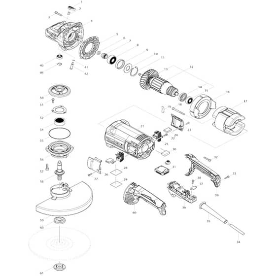 Makita GA9060R - 230mm Angle Grinder - Power Tool Diagram