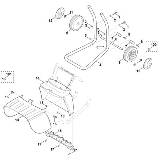 Viking GE 150.1 - Wheel Carrier - Parts Diagram