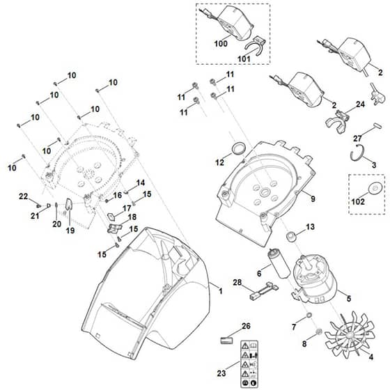 Viking GE 250.1 S - Housing, Electric Motor - Parts Diagram